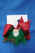 Medium Christmas Bows: Red White Polka Dot w/ Santa