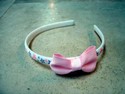 Ellen Rubinson Size Infant 11" White Flowered Headband Pink Bow