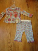 Baby LuLu Flower and Bird Shirt and Pant Outfit Size 18m