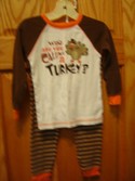 Carters Size 3T  Turkey Pajamas Unisex Fall/Winter Clothing