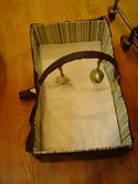 Brown Eddie Bauer Folding Travel Bed with Toy Bar
