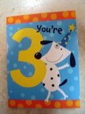 "You're 3" Kids Birthday Gift Card Blank Inside