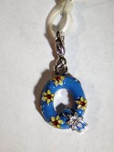 EL9208 Letter Q (Blue) Floral Charm for Bracelets by Ganz