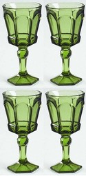 Fostoria Virginia Wine Glasses Set of 4 Green Olive NEW