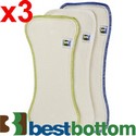 Best Bottom Diaper Set of 3 Hemp/Organic Cotton Inserts: Choose Size