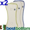 Best Bottom Diaper Set of 2 Hemp/Organic Cotton Overnight Inserts: Choose Size