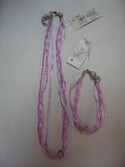 Ganz Child Girl Beaded Ribbon Charm Necklace & Bracelet Purple -NEW