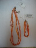 Ganz Child Girl Beaded Ribbon Charm Necklace & Bracelet Orange -NEW