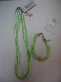 Ganz Child Girl Beaded Ribbon Charm Necklace & Bracelet Green -NEW