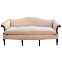 Beige Velvet Chippendale Sofa