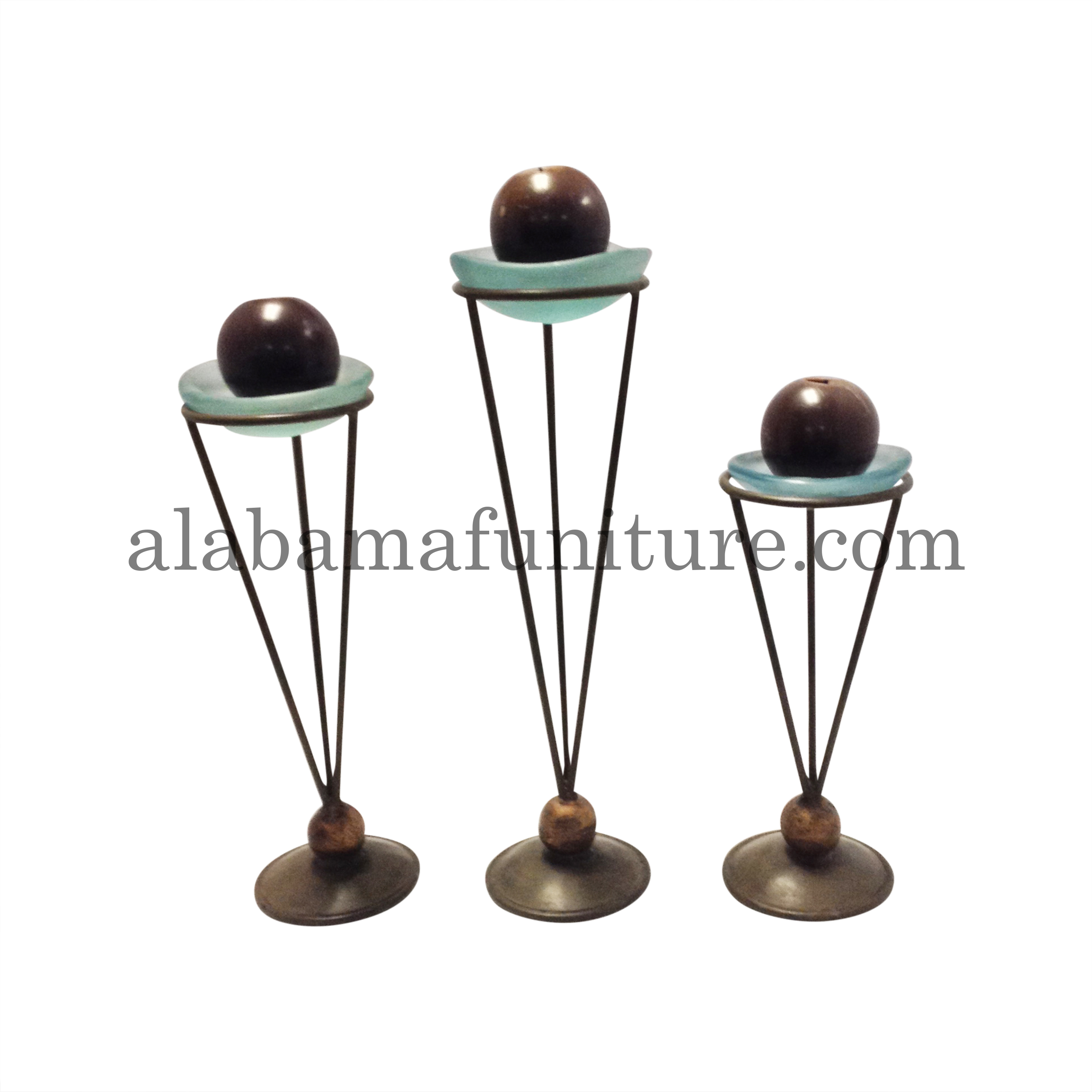Metal Stand & Glass Bowl Candle Holders Alabama Furniture