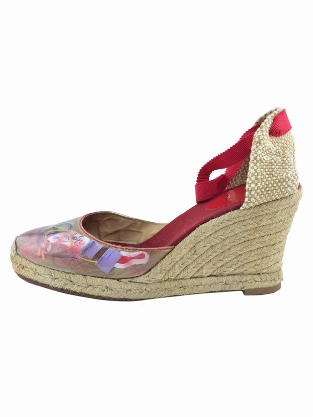 christian louboutin espadrille wedges Black grosgrain straps ...