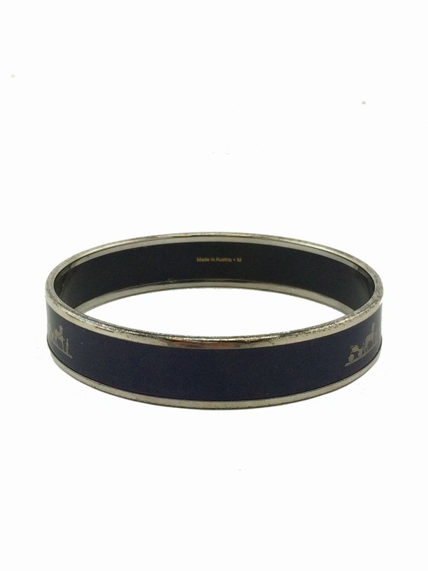 Hermes Printed Enamel Caleche Narrow Bracelet 70 Navy | Consigned ...  