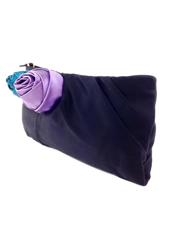 prada diaper bag - NEW Prada Satin Raso Rosette Clutch Bag Black | Consigned Designs ...