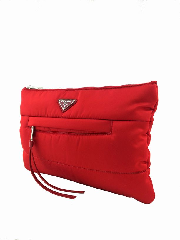 NEW Prada Tessuto Bomber Clutch Bag Red | Consigned Designs ...  