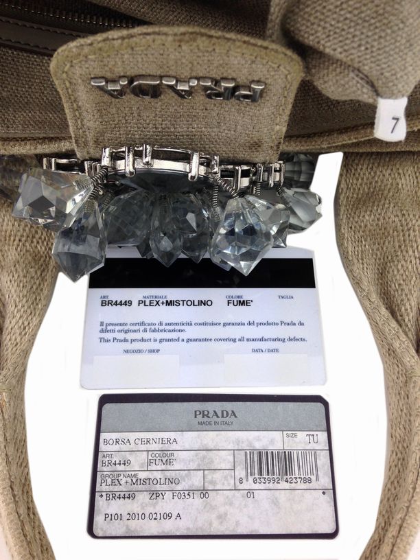 Prada Plex Mistolino Crystal Cluster Clasp Large Satchel Bag ...  
