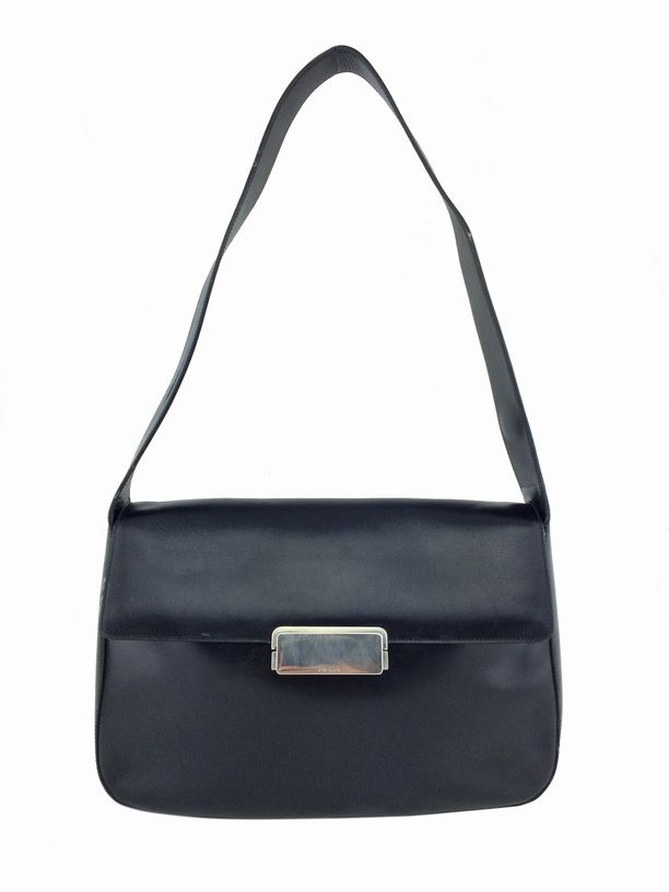 Prada Vitello Metallo Leather Satchel Bag Black | Consigned Designs