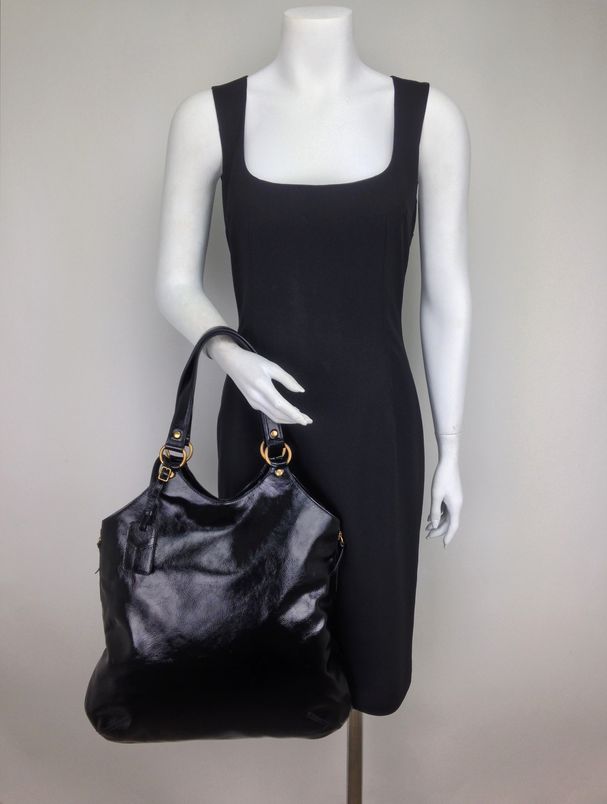 Yves Saint Laurent Patent Leather Large Tribute Bag Black ...  