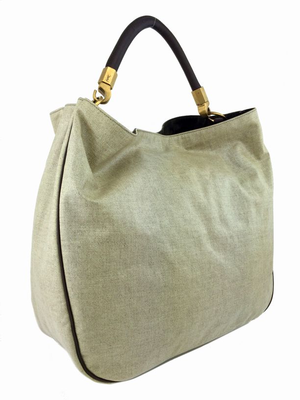 Yves Saint Laurent YSL Coated Canvas Sac Y Now Hobo Bag Natural ...  