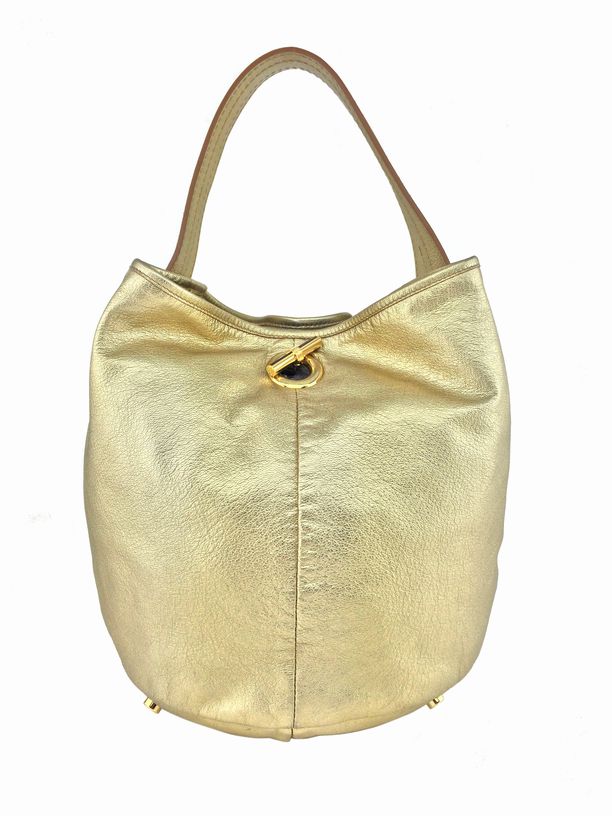Yves Saint Laurent YSL Leather Medium Capri Bucket Bag Tote Gold ...  