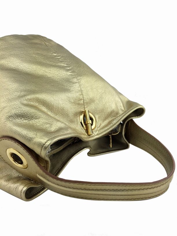 Yves Saint Laurent YSL Leather Medium Capri Bucket Bag Tote Gold ...