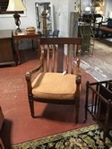 Arm Chair / mahogany accent chair / burnt orange cushion