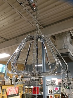 Chrome and Crystal "Umbrella" Chandelier - 17"H x 22"W