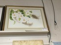 Contemporary Floral  Watercolor by Bob Ichter in Gold Frame - 39.5"W x 32"H