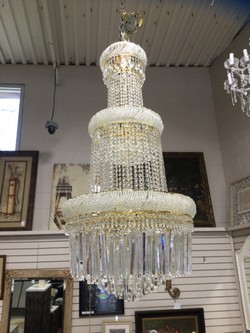 Crystal & Gold Wedding Cake Chandelier - 23 Lights  - 26" x 57"