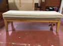 Ethan Allen Bench/ white oak/ taupe scroll fabric 52 x 18 x 18