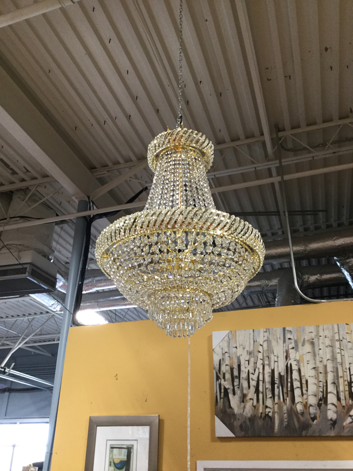 Gold And Crystal Round Light Fixture Consignment Furniture Depot