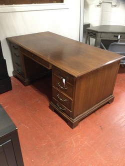 Imperial Walnut Executive Desk / 8 drawer traditional 66 x 34 x 30
