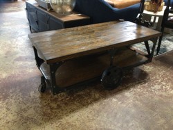 Industrial Coffee Table / wood & iron / 48 x 24 x 19