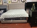 King Bed / beige button tufted HB, FB, rails, slats