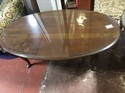 Oval Cherry Queen Anne Coffee Table w/Glass Top - 28" x 47" x 17"