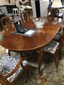 Queen Anne Cherry Dining Table, 2 lvs, 6 Chair Set