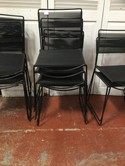 SET OF 4 - Indoor/Outdoor Black Metal Stackable Chairs w/Rubber Roping