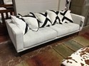 Sofa  / Off white mid century style with 5 black & white cushions 81" w