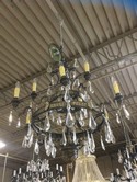 Tear Drop 9 Light Chandelier with Wrought Iron Trim 36 X 45