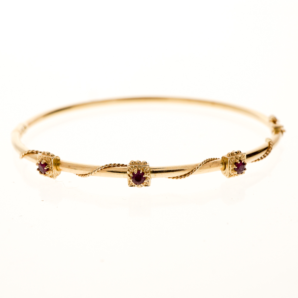 Gold Bangle Bracelet With Ruby Accents Design Consignment Llc Gold Bangle Bracelet With Ruby Accents 73375a Jpg