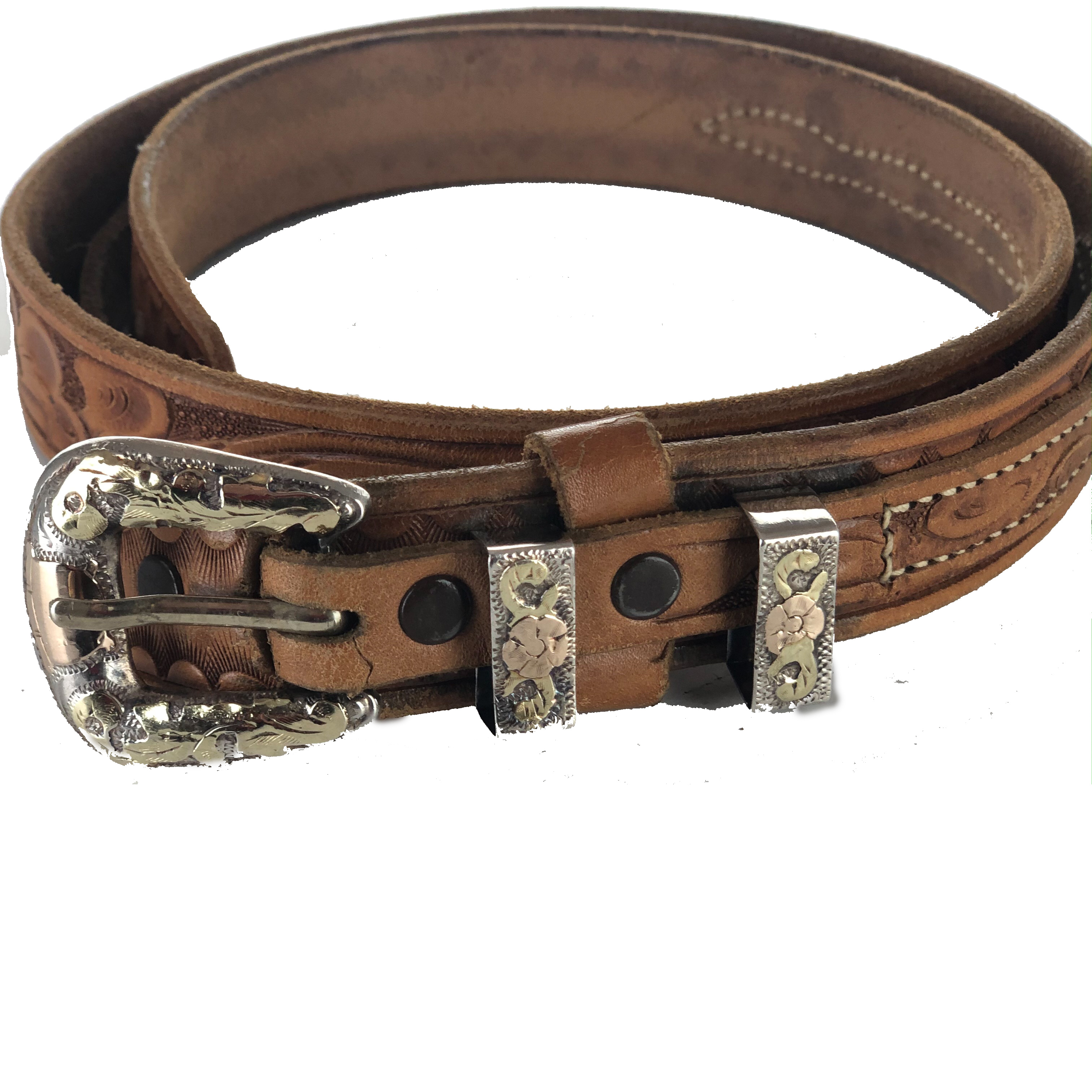 Leddy Boot Belt with Silver and Gold Buckle Design With Consignment, LLC