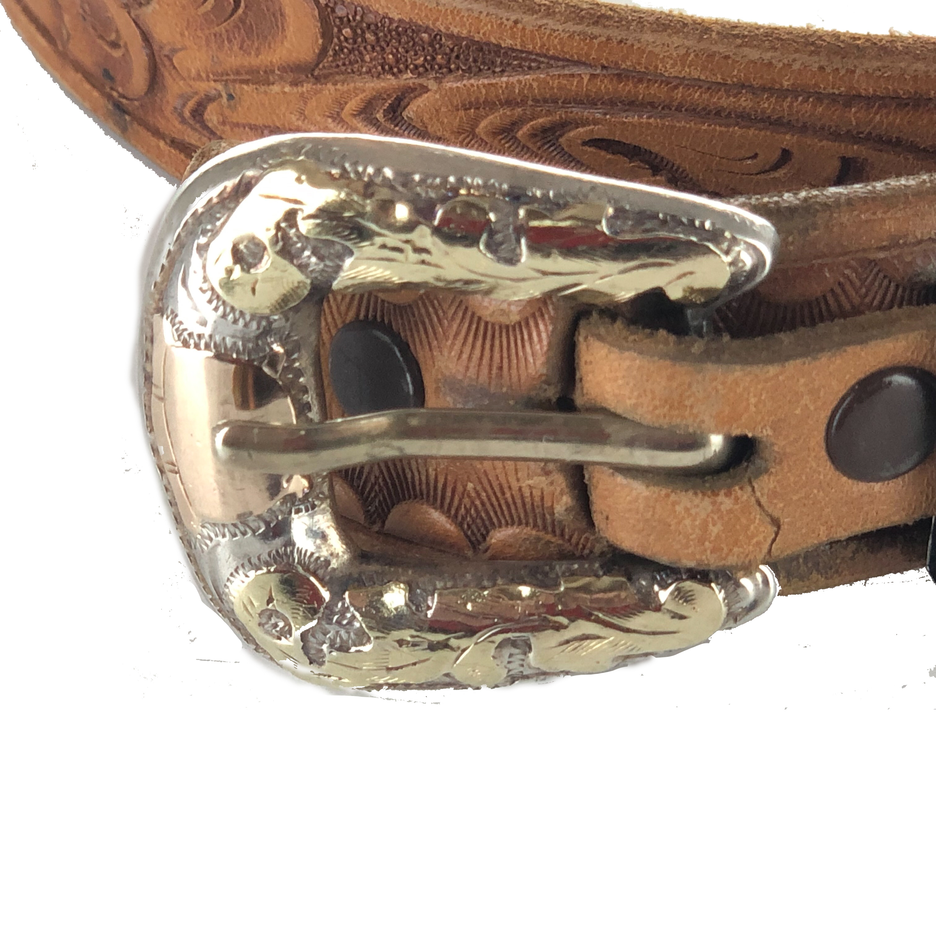 Leddy Boot Belt with Silver and Gold Buckle Design With Consignment, LLC