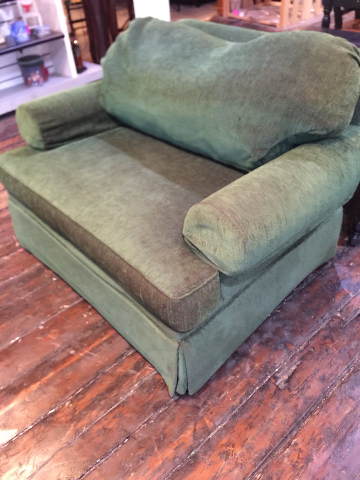 Massoud Oversized Green Chair And Ottoman On Wheels Eci Stores