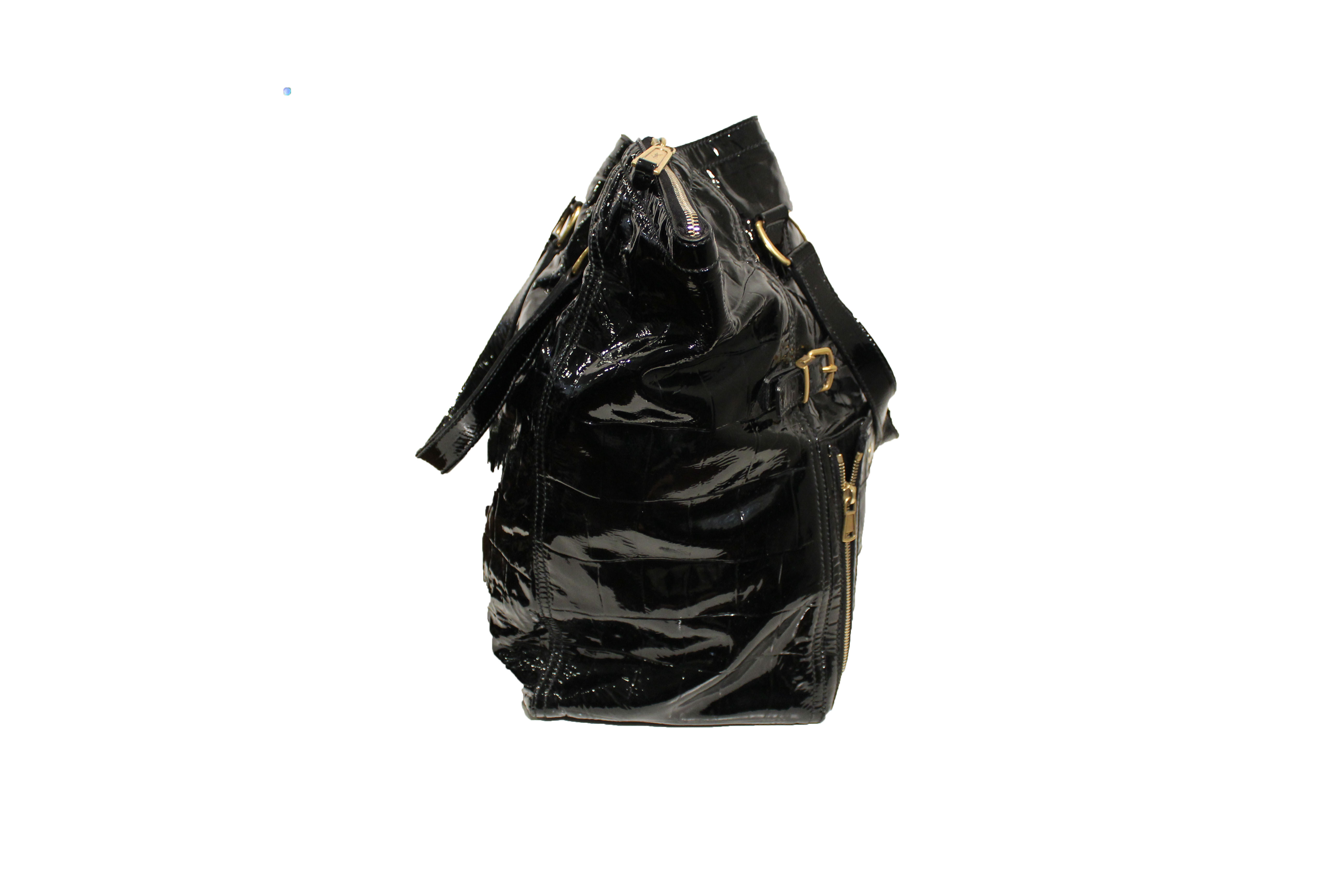 ysl white patent leather handbag downtown  