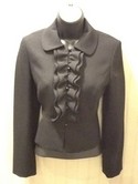 Ann Taylor Loft Used Size 2P Black Wool Ruffled Jacket
