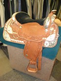 Circle Y Lt. Oiled Full Qtr Bars 17.5" Diamond Show Saddle