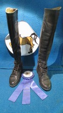 Ariat 8.5 Black Leather USED - Good Field Boots - Laced
